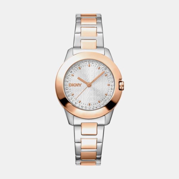 Park Ave Logo Women Quartz Silver Dial Analog Stainless Steel Watch DK1L021M0095