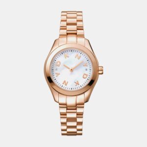 Astoria Logo Women Quartz White Mother Of Pearl Dial Analog Stainless Steel Watch DK1L033M0075