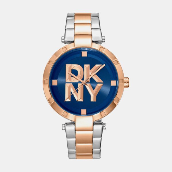 DK1L041M0095_Front Essential Logo Women Quartz Blue Dial Analog Stainless Steel Watch DK1L041M0095