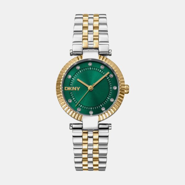 Essential Glitz Women Quartz Green Dial Analog Stainless Steel Watch DK1L042M0075