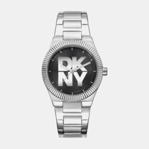 DK1L102M0025_Front Logo Women Quartz Black Dial Analog Stainless Steel Watch DK1L102M0025