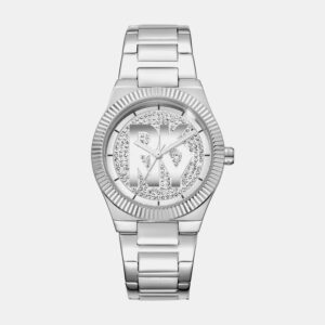 Logo Women Quartz Silver Dial Analog Stainless Steel Watch DK1L102M0215