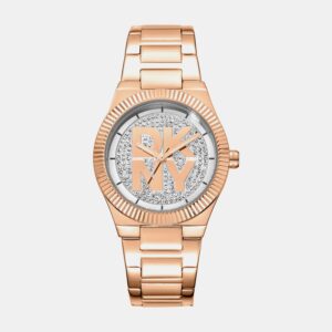 Logo Women Quartz Silver Dial Analog Stainless Steel Watch DK1L102M0235