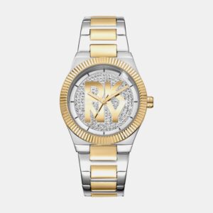 Logo Women Quartz Silver Dial Analog Stainless Steel Watch DK1L102M0245