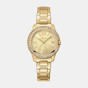 DK1L105M0055_Front Evening Women Quartz Champagne Dial Analog Stainless Steel Watch DK1L105M0055