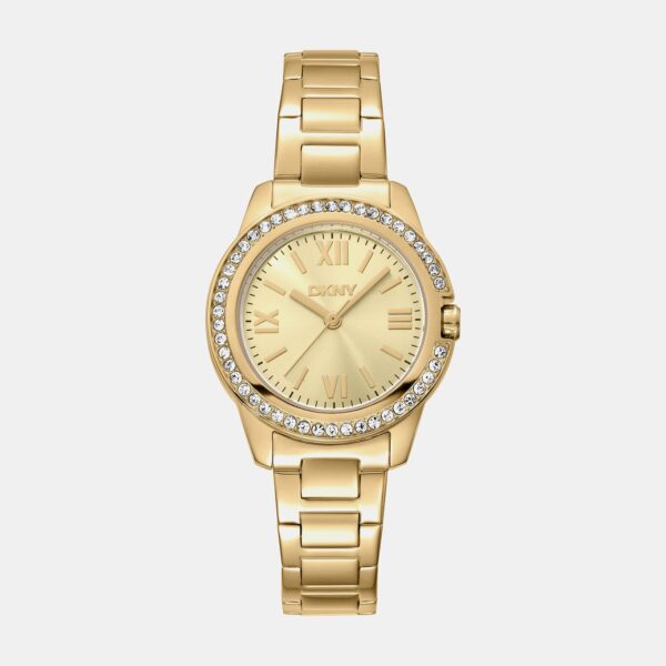 DK1L105M0055_Front Evening Women Quartz Champagne Dial Analog Stainless Steel Watch DK1L105M0055