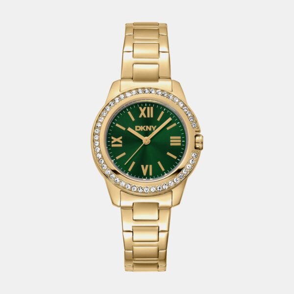 DK1L105M0065_Front Evening Women Quartz Dark Green Dial Analog Stainless Steel Watch DK1L105M0065