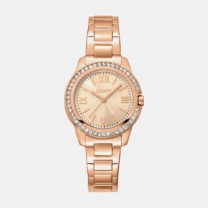 Evening Women Quartz Rose Gold Dial Analog Stainless Steel Watch DK1L105M0075
