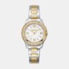 Evening Women Quartz White Mother Of Pearl Dial Analog Stainless Steel Watch DK1L105M0085