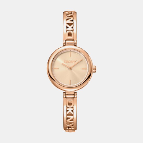 DK1L115M0055_Front Logo Women Quartz Rose Gold Dial Analog Stainless Steel Watch DK1L115M0055