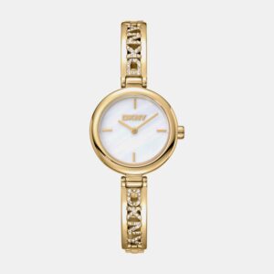 DK1L115M0225_Front Logo Women Quartz White Mother Of Pearl Dial Analog Stainless Steel Watch DK1L115M0225