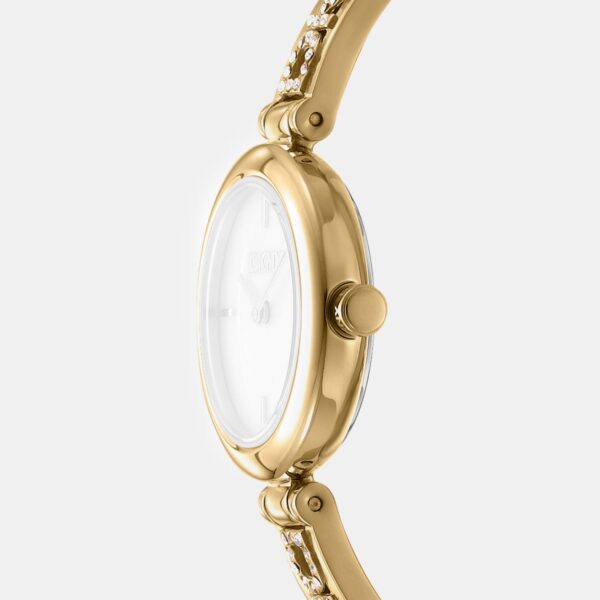 DK1L115M0225_Side Logo Women Quartz White Mother Of Pearl Dial Analog Stainless Steel Watch DK1L115M0225