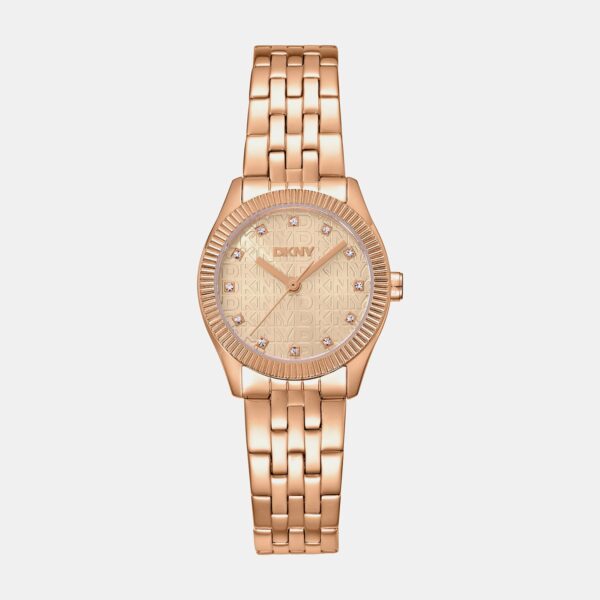 DK1L126M0065_Front Logo Women Quartz Rose Gold Dial Analog Stainless Steel Watch DK1L126M0065
