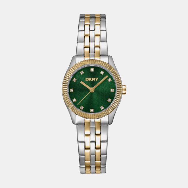 Logo Women Quartz Dark Green Dial Analog Stainless Steel Watch DK1L126M0095