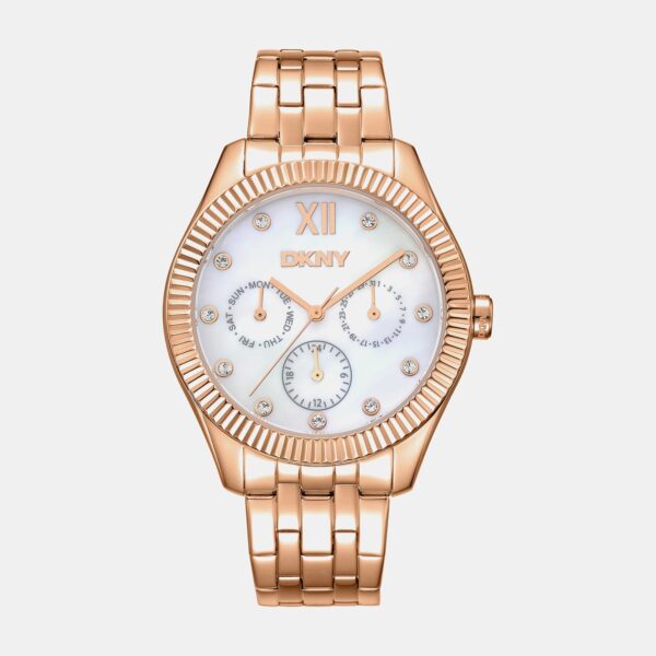 DK1L128M0075_Front Everyday Women Quartz White Mother Of Pearl Dial Analog Stainless Steel Watch DK1L128M0075
