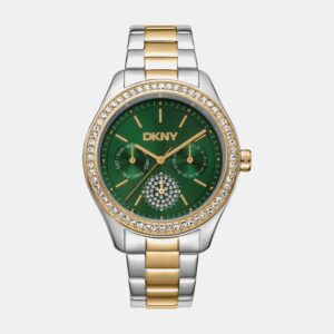 DK1L129M0085_Front Evening Women Quartz Green Dial Multi-Function Stainless Steel Watch DK1L129M0085
