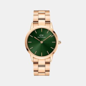 Iconic Unisex Quartz Green Dial Analog Stainless Steel Watch DW00100419K