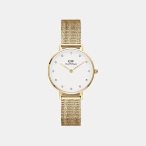 Petite Women Quartz White Dial Analog Mesh Watch DW00100604K