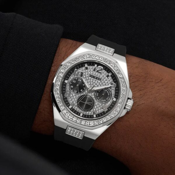 Men Quartz Silver Dial Multi-Function Silicone Watch GW1002G1