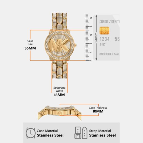 Phoebe Women Quartz Gold Dial Analog Stainless Steel Watch MK7565