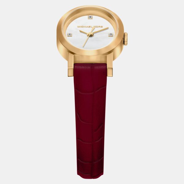 MK7570SET-4 Maude Women Quartz Mother Of Pearl Dial Analog Leather Watch MK7570SET