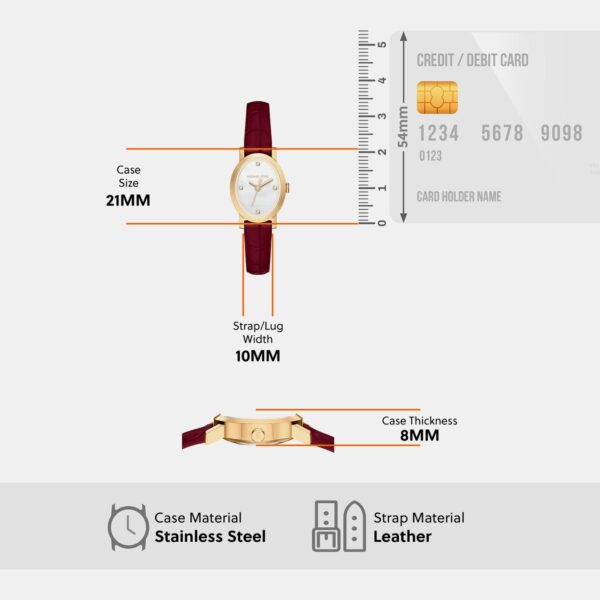 MK7570SET-6 Maude Women Quartz Mother Of Pearl Dial Analog Leather Watch MK7570SET