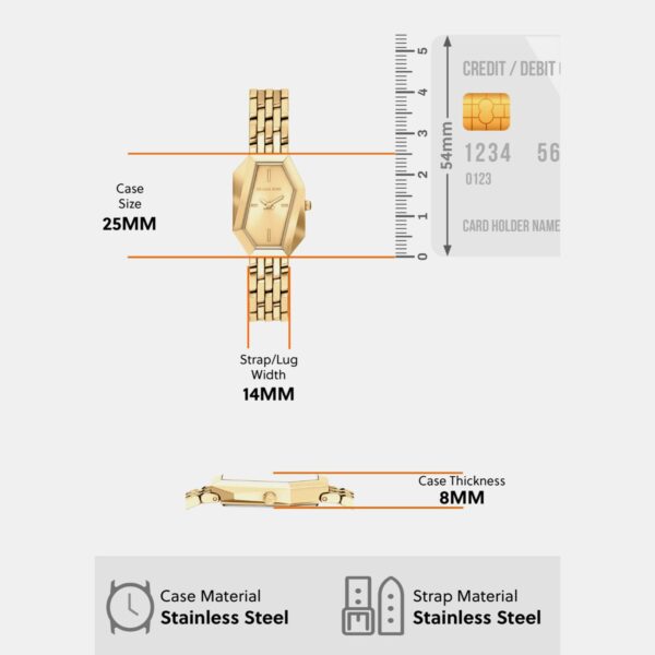 MK7590-3 Suri Women Quartz Gold Dial Analog Stainless Steel Watch MK7590