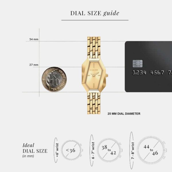 MK7590-5 Suri Women Quartz Gold Dial Analog Stainless Steel Watch MK7590