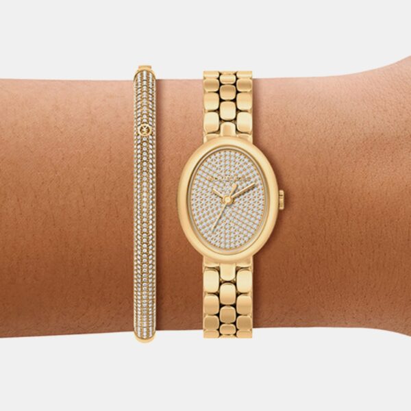 MK7596SET-1 Maude Women Quartz Gold Dial Analog Stainless Steel Watch MK7596SET