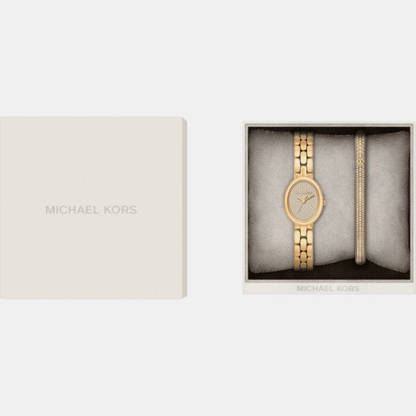 MK7596SET-3 Maude Women Quartz Gold Dial Analog Stainless Steel Watch MK7596SET