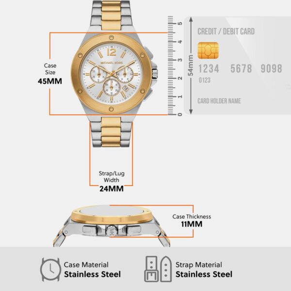 MKO1237-4 Lennox Men Quartz White Dial Chronograph Stainless Steel Watch MKO1237