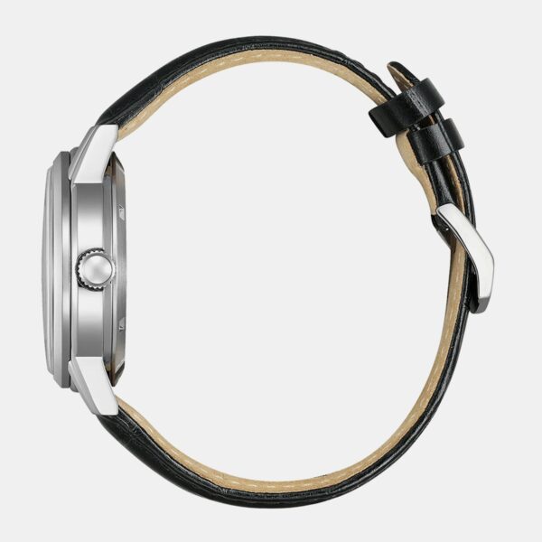 Men Automatic Black Dial Analog Leather Watch NJ0210-05E