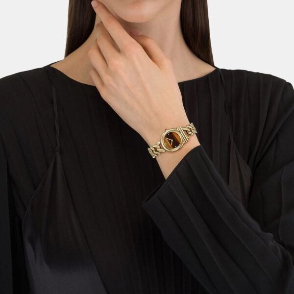 Women Quartz Brown Dial Analog Stainless Steel Watch SFT200325