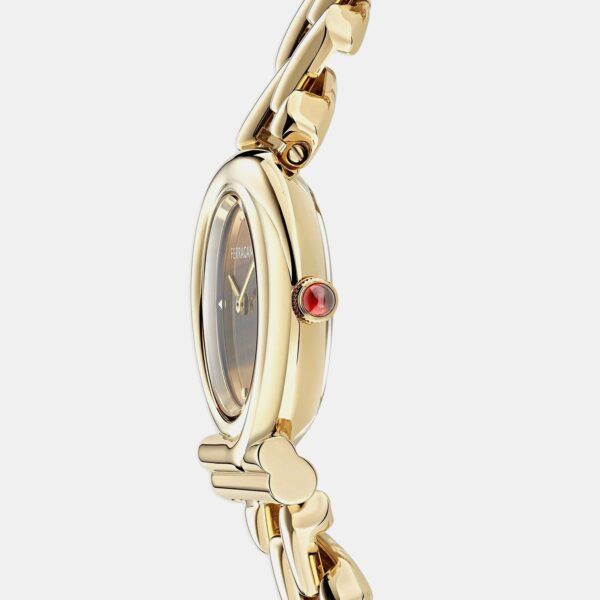 Women Quartz Brown Dial Analog Stainless Steel Watch SFT200325