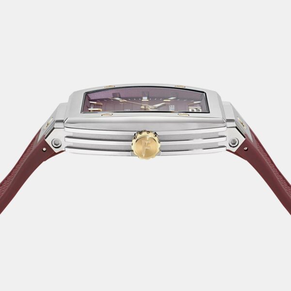 Men Quartz Burgundy Dial Analog Silicone Watch SFT800225