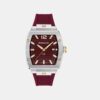 Men Quartz Burgundy Dial Analog Silicone Watch SFT800225