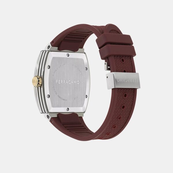 Men Quartz Burgundy Dial Analog Silicone Watch SFT800225