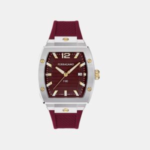 SFT800225 Men Quartz Burgundy Dial Analog Silicone Watch SFT800225