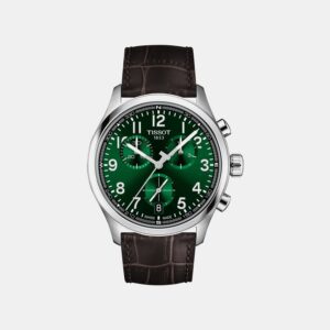 Men Quartz Green Dial Chronograph Leather Watch T1164171609200