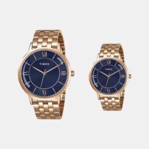 TW00PR332_1 Fashion Couple Quartz Blue Dial Analog Stainless Steel Watch TW00PR332