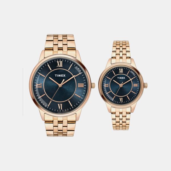 Fashion Couple Quartz Blue Dial Analog Stainless Steel Watch TW00PR332
