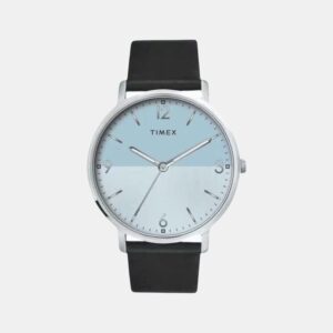 TW0TG8029_1 Fashion Men Quartz Blue Dial Analog Leather Watch TW0TG8029