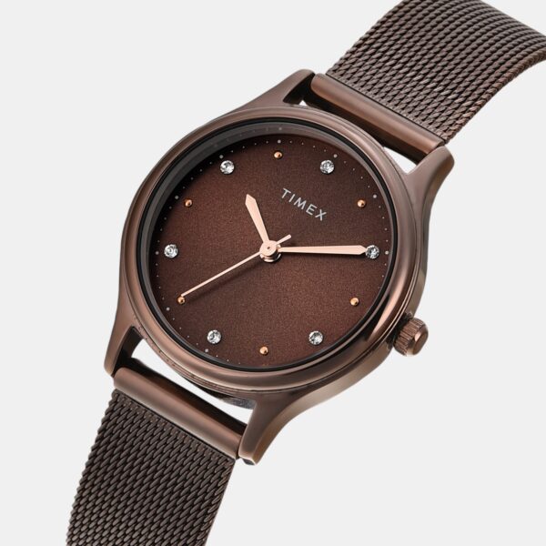 TW0TL8718_1 Fashion Women Quartz Brown Dial Analog Mesh Watch TW0TL8718