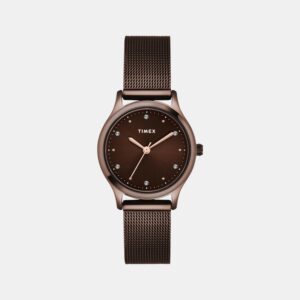TW0TL8718_1_2b7667fc-79a2-4ceb-b06e-9359eda1a90a Fashion Women Quartz Brown Dial Analog Mesh Watch TW0TL8718