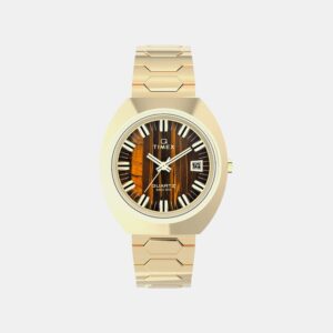 TW2Y45200-1 Q Timex Men Quartz Brown Dial Analog Stainless Steel Watch TW2Y45200