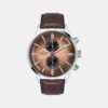 Fashion Men Quartz Salmon Dial Chronograph Leather Watch TWEG19930