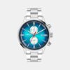 Fashion Men Quartz Teal Dial Chronograph Stainless Steel Watch TWEG19931