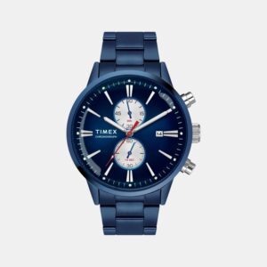 Fashion Men Quartz Blue Dial Chronograph Stainless Steel Watch TWEG19934