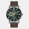 TWEG34700 Trendline Men Quartz Green Dial Multi-Function Leather Watch TWEG34700