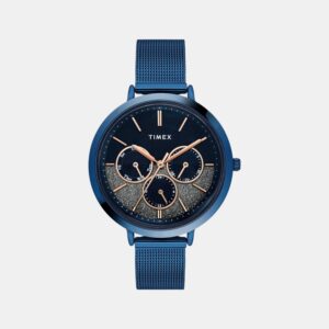 TWEL14508_1_99771b1b-078d-408b-8dc0-4c4188f89090 Fashion Women Quartz Blue Dial Multi-Function Mesh Watch TWEL14508
